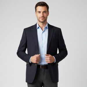 Jones New York Navy Single Breast Wool Suit Jacket 44R